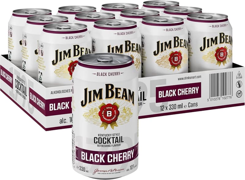 Jim Beam Black Cherry Bourbon mit Schwarzkirsche | 10% Vol. | 12 x 330ml