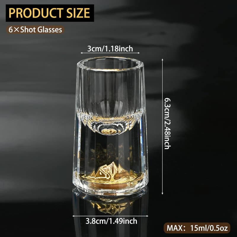 6er Set Kristall-Wassergläser aus bleifreiem Glas, 24K Goldverzierung
