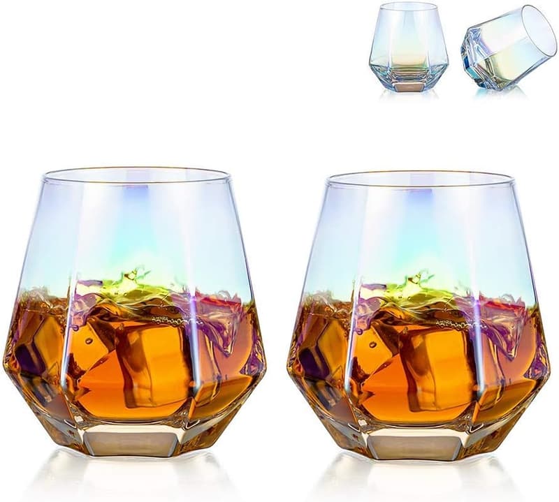 Gekippte Whiskygläser im 2er-Set, 300 ml, modernes Design für Männer und Frauen