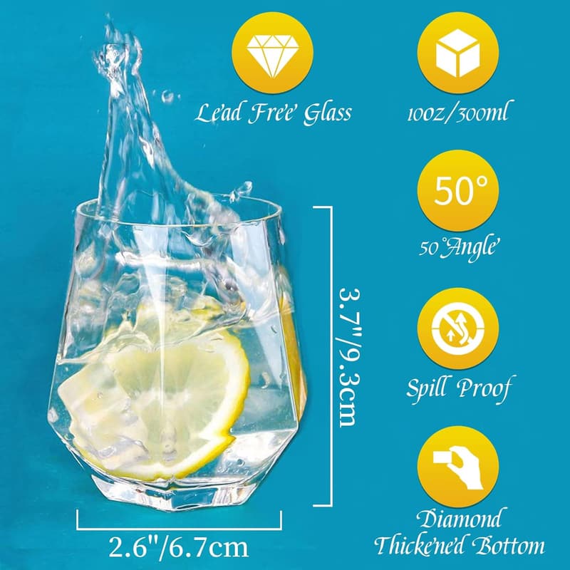 Gekippte Whiskygläser im 2er-Set, 300 ml, modernes Design für Männer und Frauen