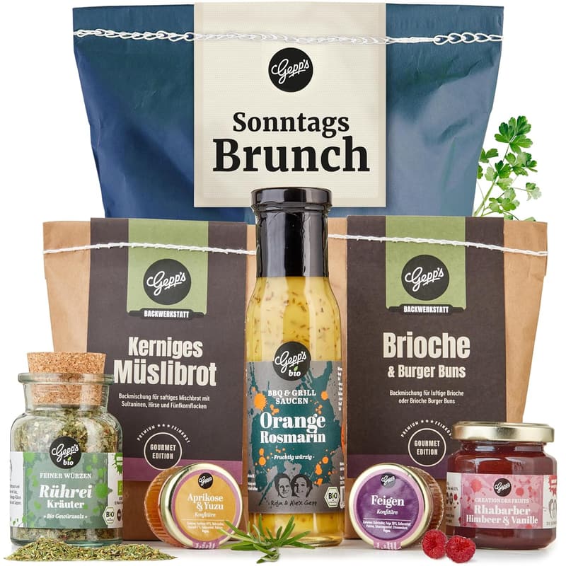 Sonntags-Brunch Geschenkset mit Delikatessen für Feinschmecker