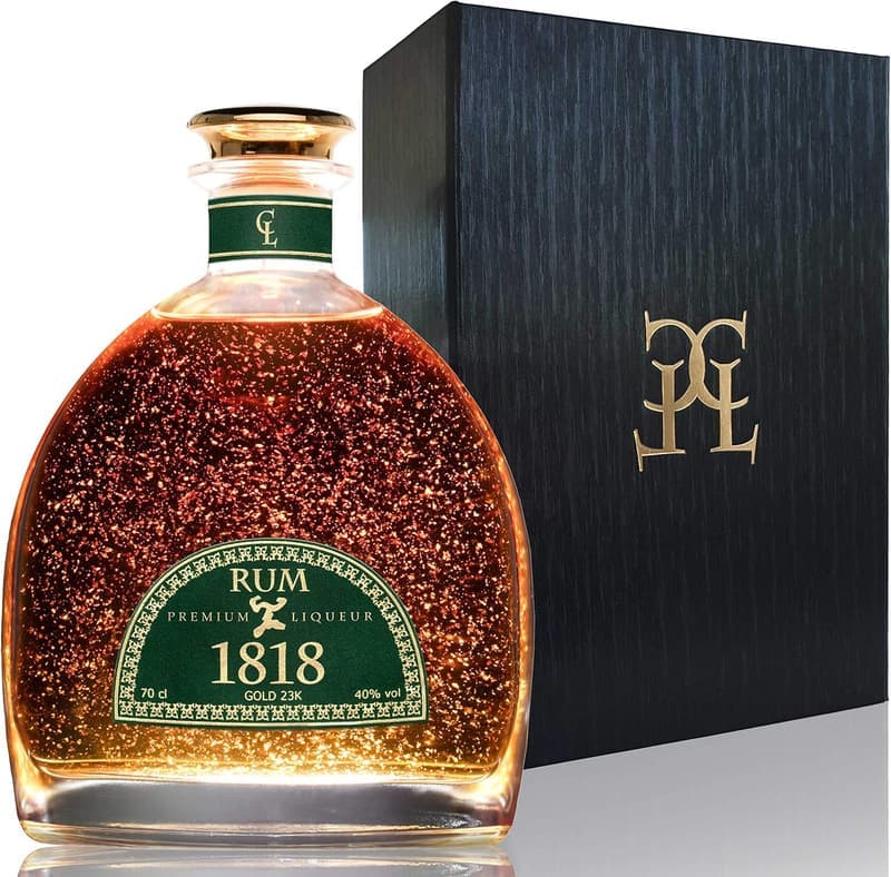1818 Rum XO Geschenkset mit 23K Blattgold – Dominikanischer Rum für Paare