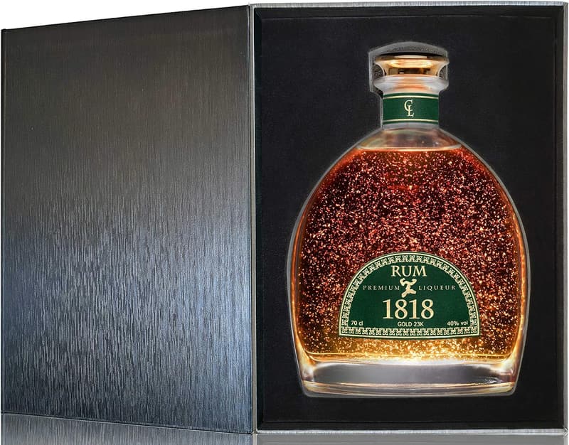 1818 Rum XO Geschenkset mit 23K Blattgold – Dominikanischer Rum für Paare