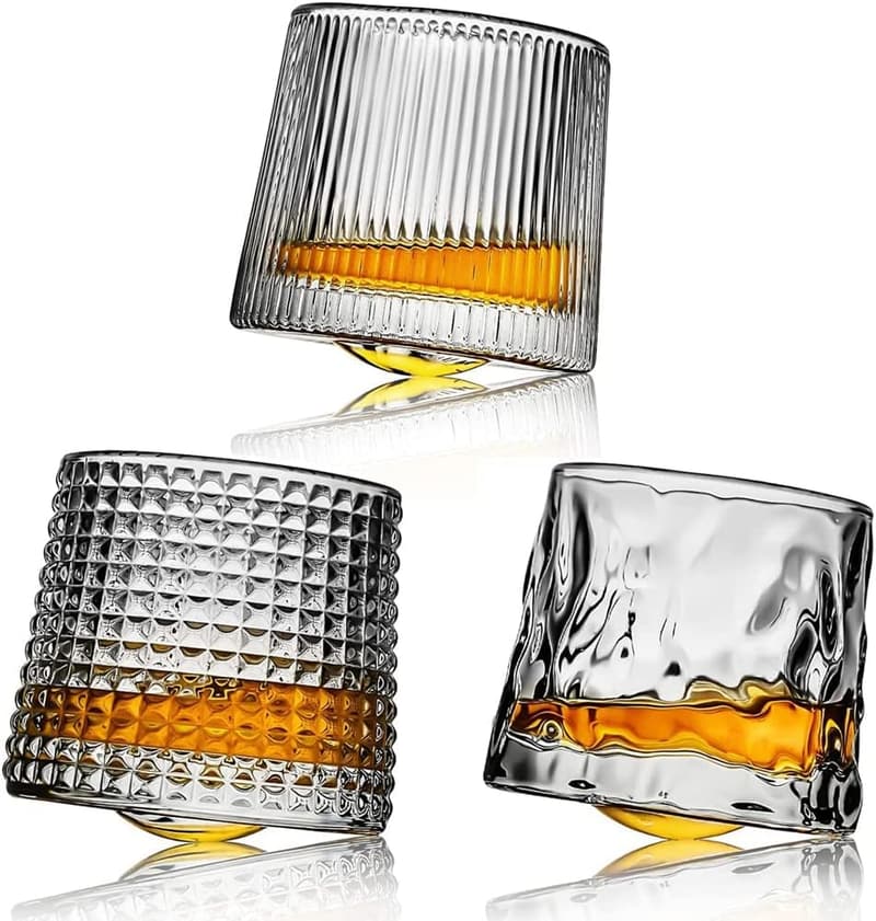 Handgeblasenes Kristall-Whiskyglas-Set, 3er für Männer, bleifrei, 160ml