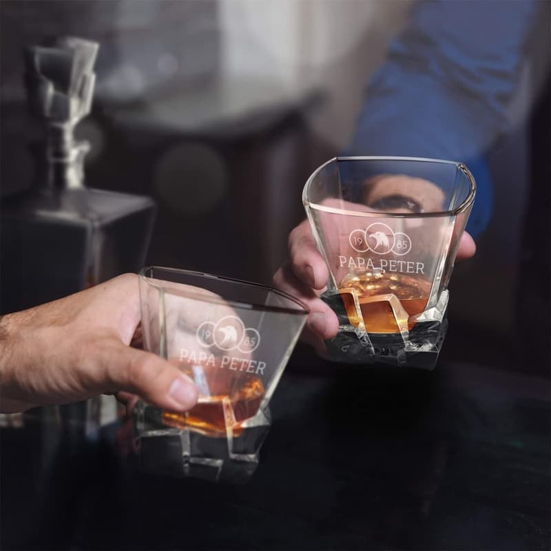 Whiskey Karaffe mit 6 Gläsern und Gravur - Kristallglas für Männer