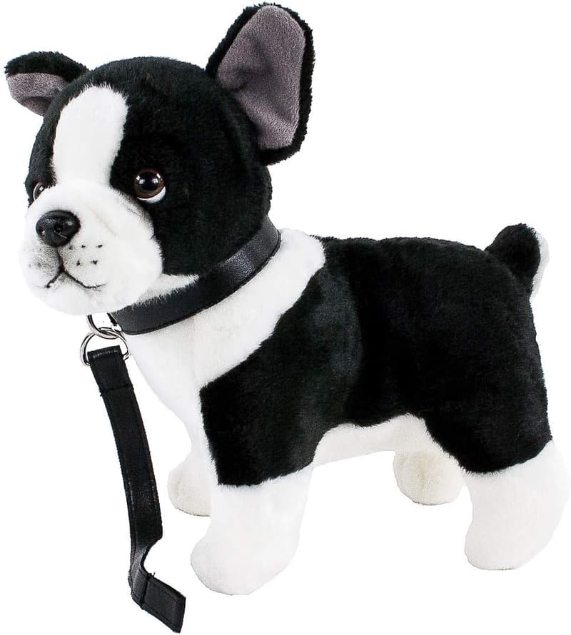 Kuscheltier Französische Bulldogge mit Halsband 25 cm schwarz/weiß