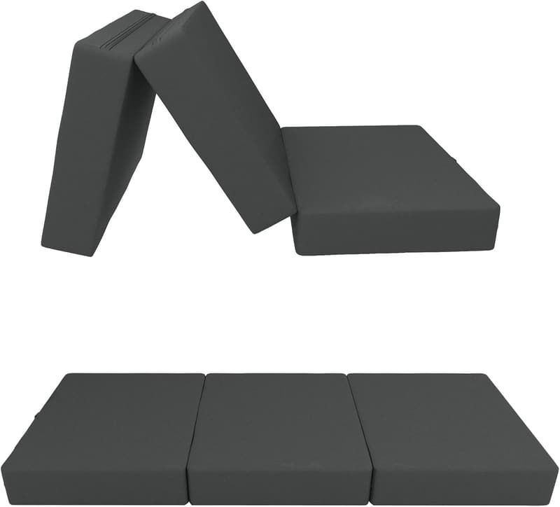 Faltmatratze 80x195 cm für Camping und Gäste, wasserdicht, anthrazit