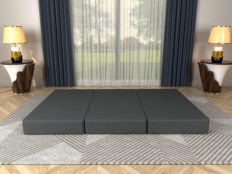 Faltmatratze 80x195 cm für Camping und Gäste, wasserdicht, anthrazit