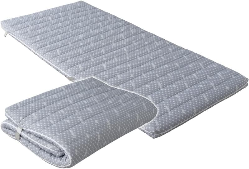 Faltbare Futonmatratze 90 x 195 cm mit waschbarem Bezug in Grau