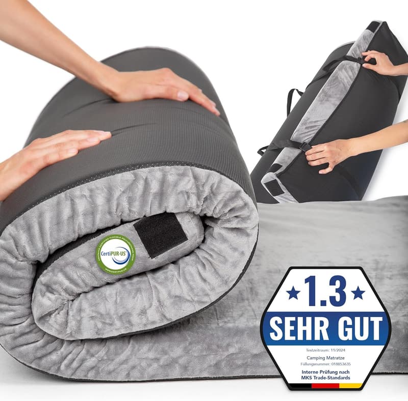 Camping Schlafmatratze 90x200 cm aus Memory-Schaum, leicht und wasserdicht