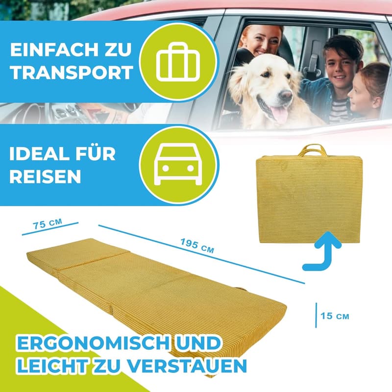 Faltbare Klappmatratze für Gäste - Waschbar & Öko-Tex-zertifiziert
