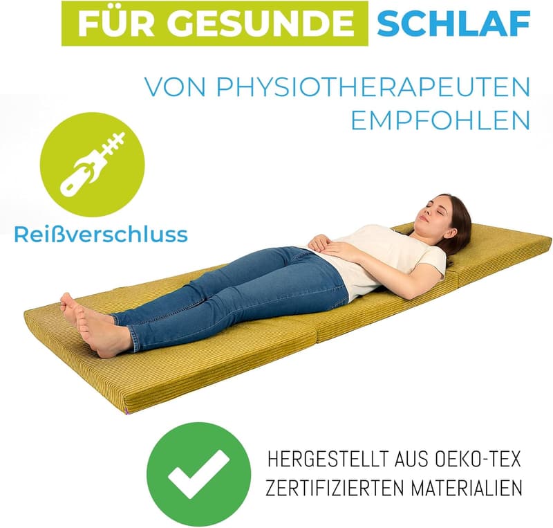 Faltbare Klappmatratze für Gäste - Waschbar & Öko-Tex-zertifiziert