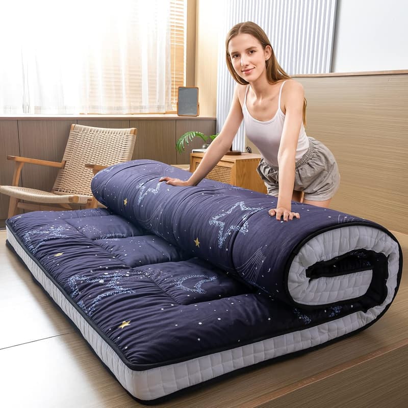 Gepolsterte Futonmatratze für Gäste, 90 x 190 cm, Mond und Sterne