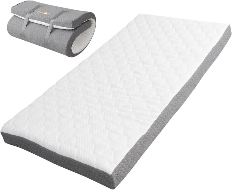 EMOOR Roll-Bodenmatratze Relax-2 90 x 195 cm – Waschbarer Bezug für Camping und Gäste