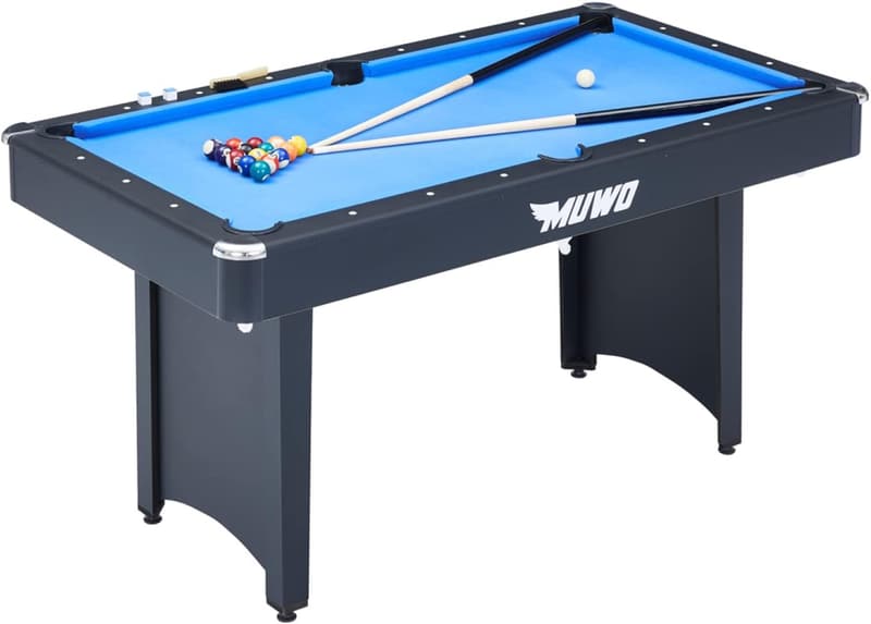 MUWO Billardtisch 153 cm inkl. Kugeln, Queues und Zubehör