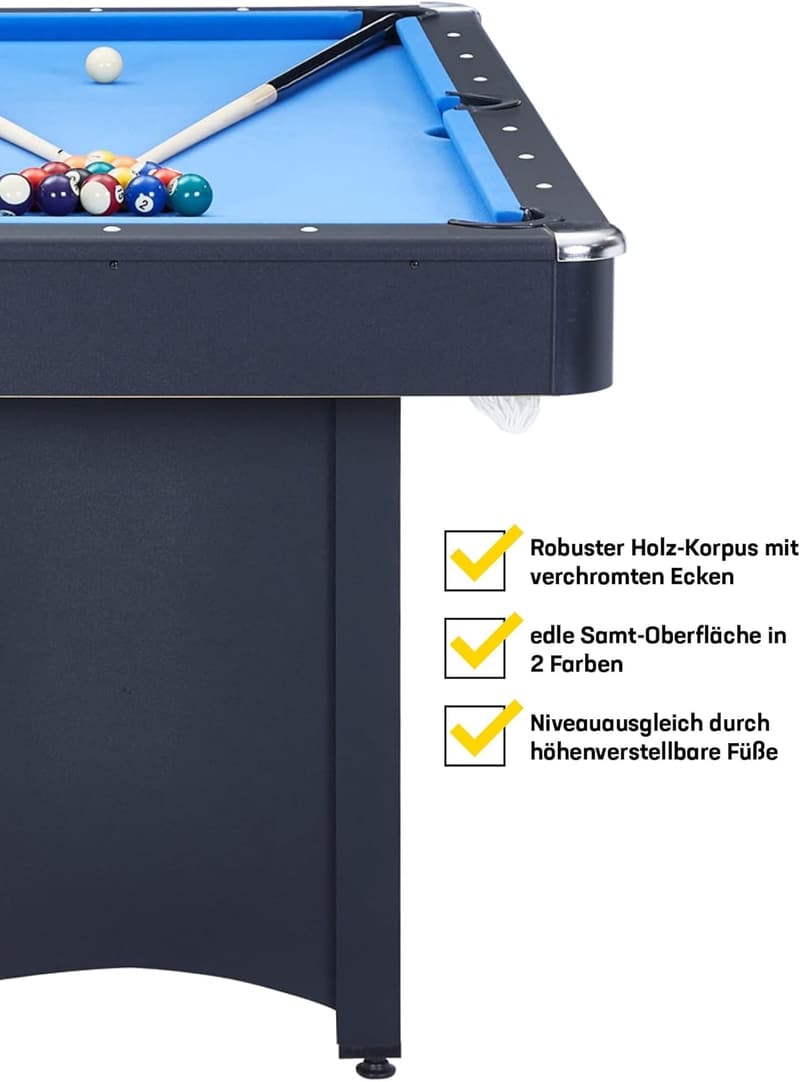MUWO Billardtisch 153 cm inkl. Kugeln, Queues und Zubehör