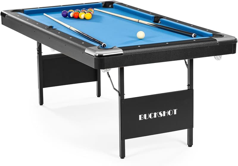 Klappbarer 6 Fuß Billardtisch mit Zubehör – Blau/Schwarz
