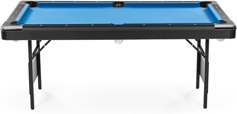 Klappbarer 6 Fuß Billardtisch mit Zubehör – Blau/Schwarz