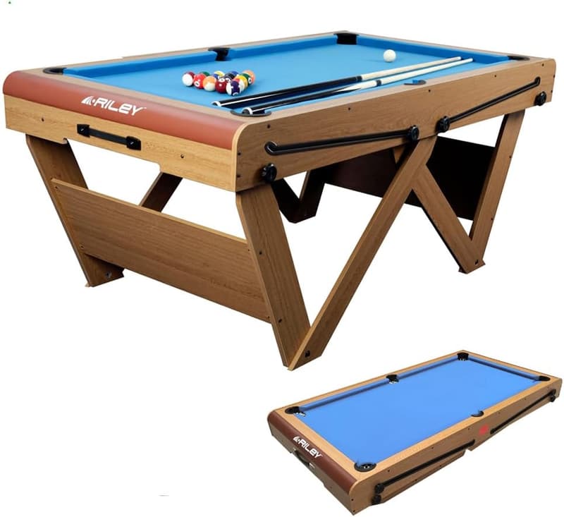 Snooker- und Billardtisch 1,8 m, W-Bein, komplett spielbereit
