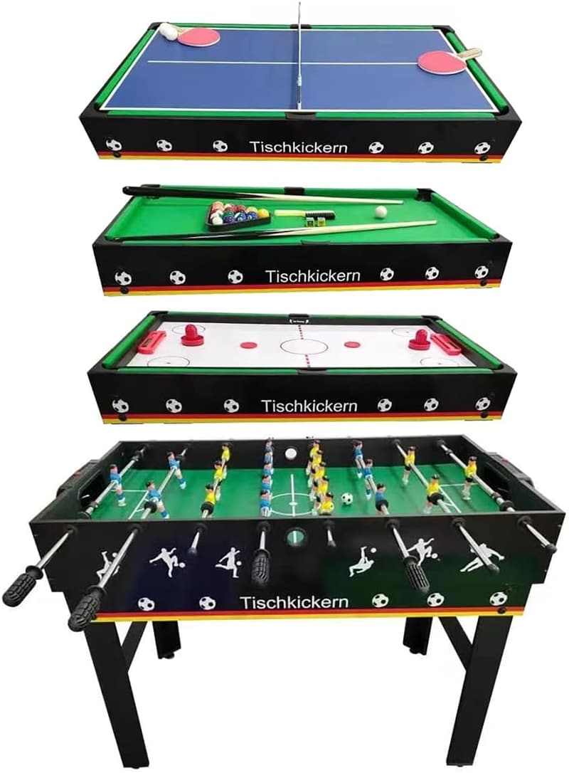 Multifunktionaler 4-in-1 Tisch für Tischfußball, Billard, Tischtennis und Speedhockey