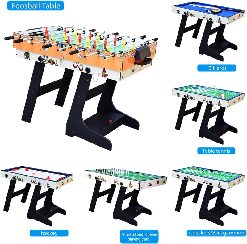 Multifunktionaler Tischspiel mit 8 in 1 - Tischfußball, Billard, Air Hockey, Tischtennis 4FT