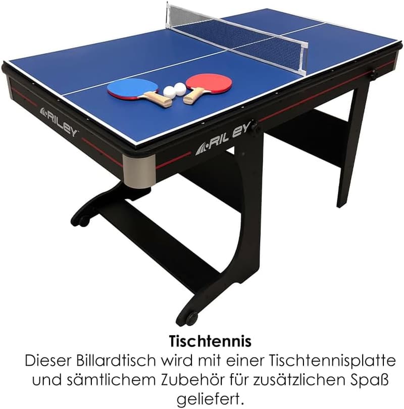 Riley 2-in-1 Klapp-Billardtisch mit Tischtennisfunktion – inkl. Zubehör