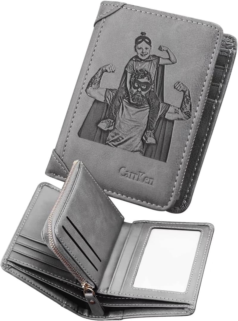 Personalisierte Leder-Geldbörse für Herren mit Foto und Gravur
