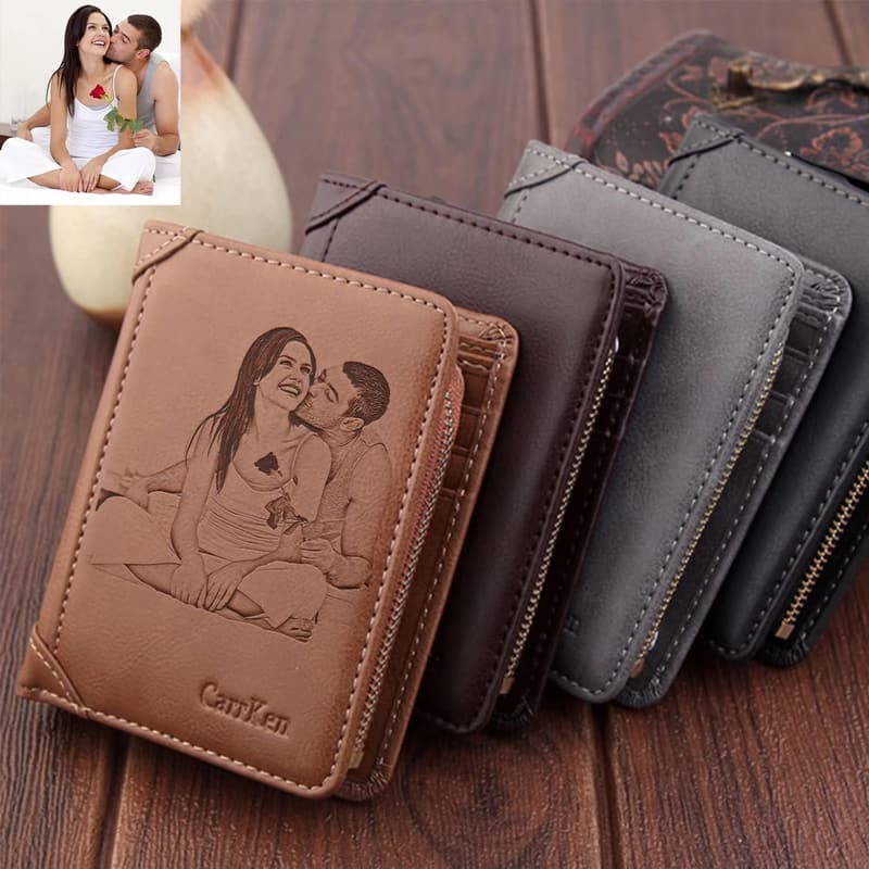 Personalisierte Leder-Geldbörse für Herren mit Foto und Gravur