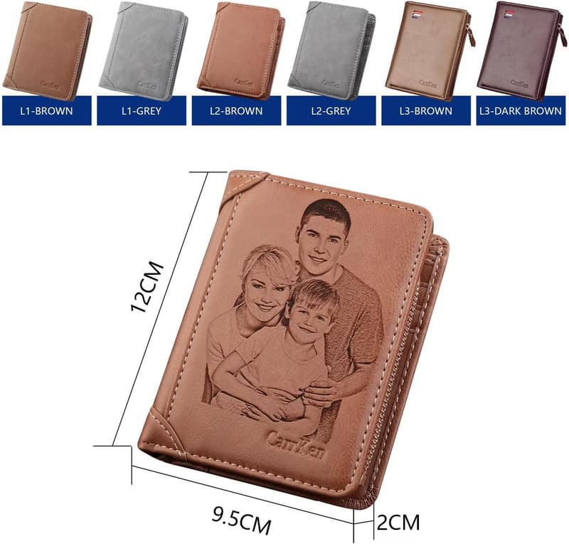 Personalisierte Leder-Geldbörse für Herren mit Foto und Gravur