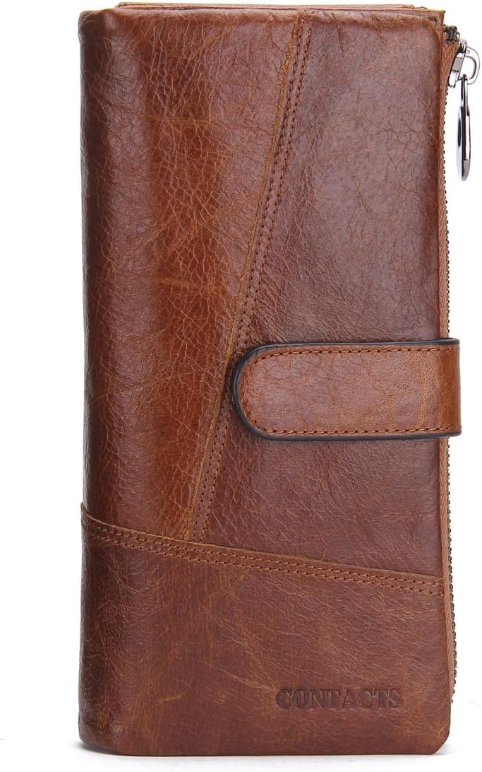 Echtes Leder Bifold Kartenetui für Männer mit Scheckheft-Organizer
