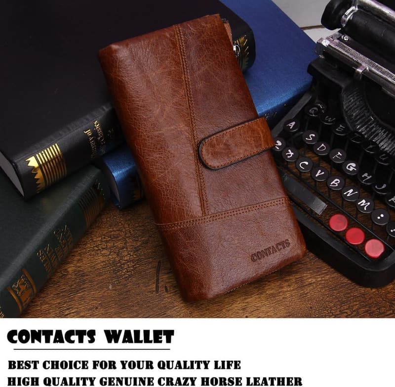 Echtes Leder Bifold Kartenetui für Männer mit Scheckheft-Organizer