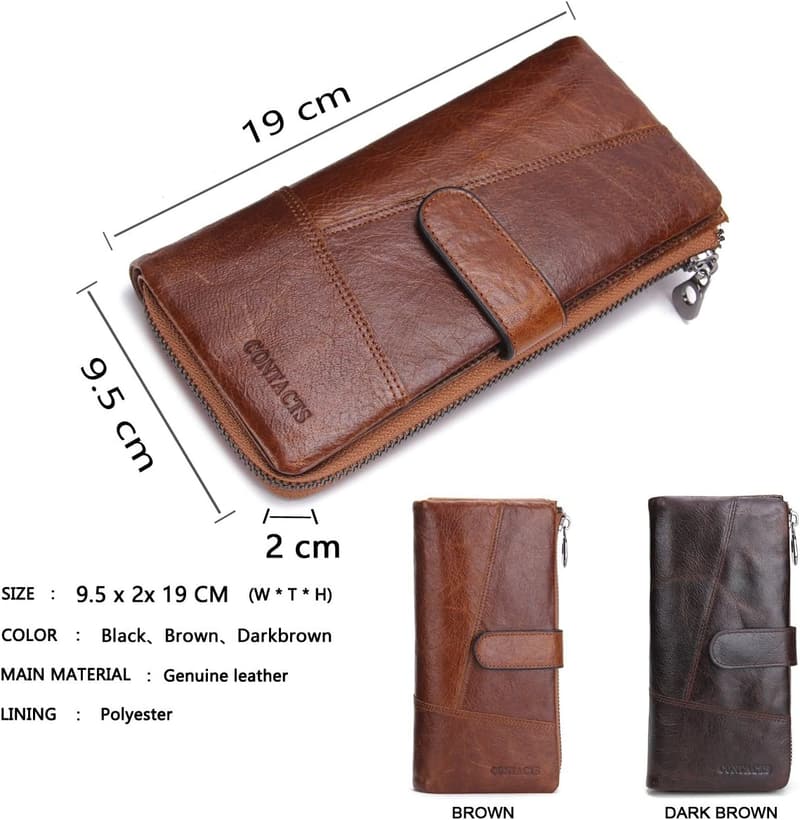 Echtes Leder Bifold Kartenetui für Männer mit Scheckheft-Organizer