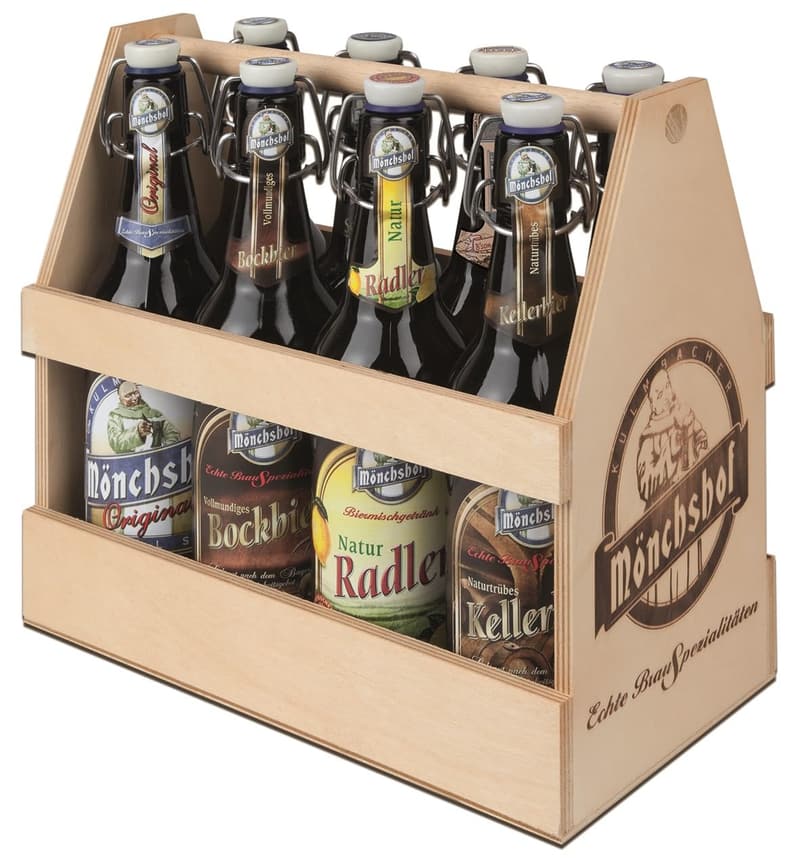 Mönchshof Bierprobe im 8er Holz-Tragerl (8 x 0,5 l)