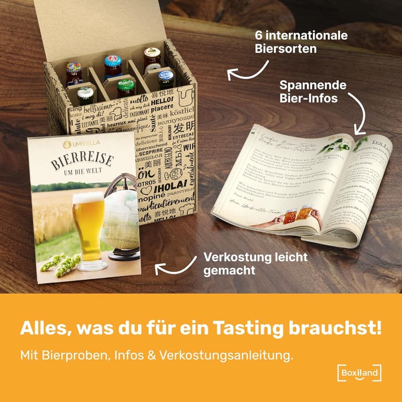 Internationale Bierspezialitäten Geschenkset (6 x 0,33l) mit Tasting-Anleitung