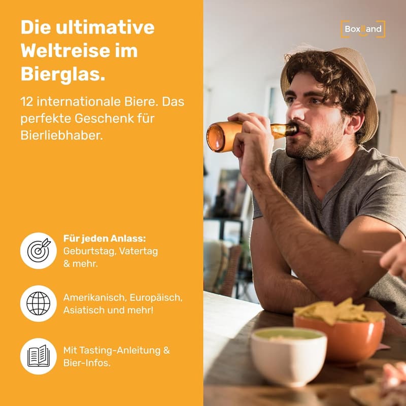 Geschenkbox mit 12 Bieren der Welt für Männer - inklusive Tasting-Anleitung