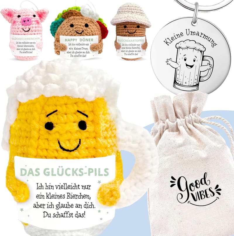 Glücks-Pils Ingo Geschenkset mit Pocket Hug für Männer