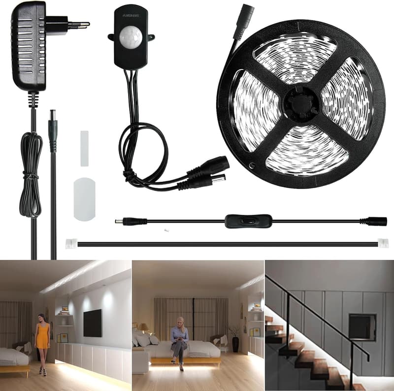 Dimmbares 2,5M LED Streifenlicht mit PIR Sensor für Indoor-Nutzung