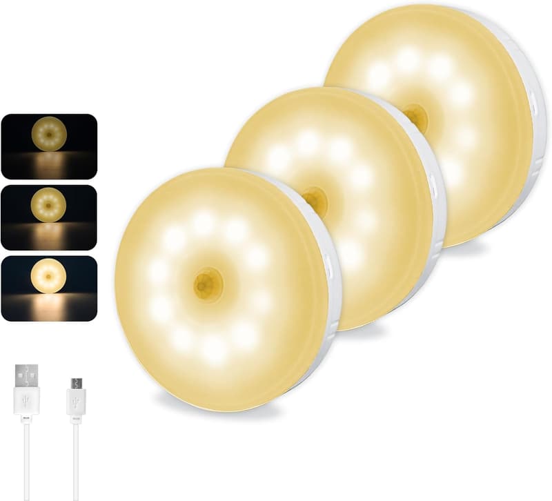 Akynite Dimmbares 0.5W LED Nachtlicht mit Bewegungsmelder, warmweiß, 3er Set