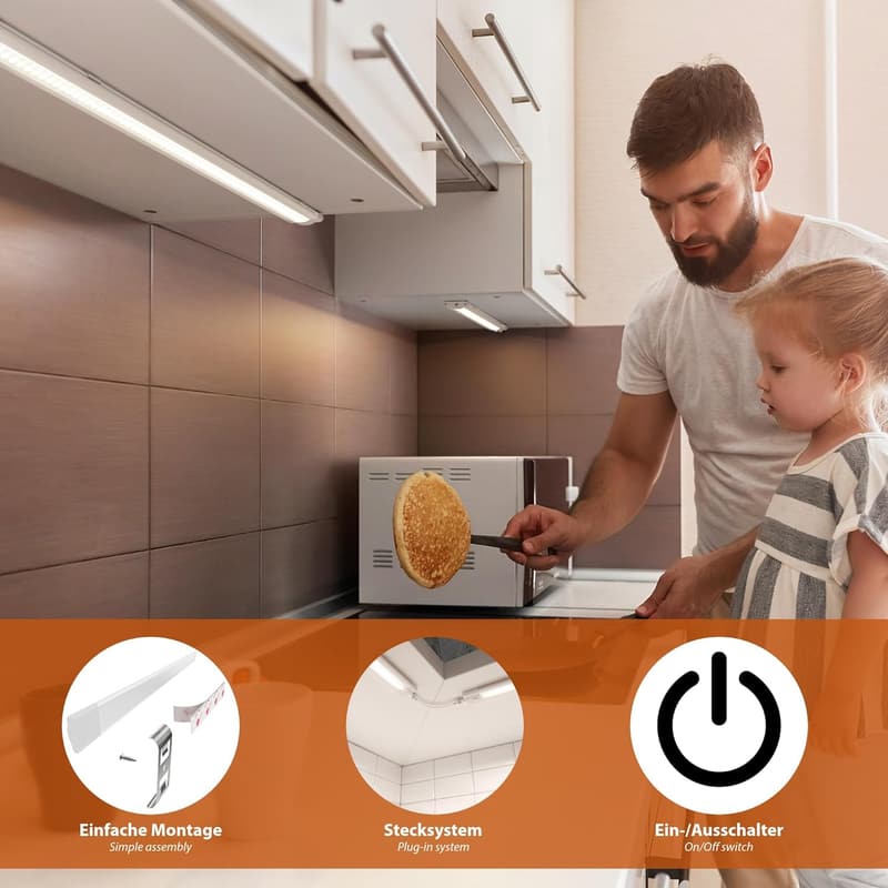 LED Unterbauleuchte SIRIS mit Bewegungsmelder, warm-weiß, 3er Set