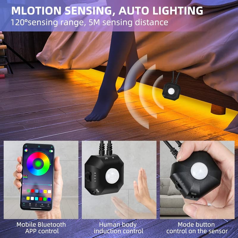 Bewegungsgesteuerte RGB LED Streifen mit APP Steuerung (2er Set)