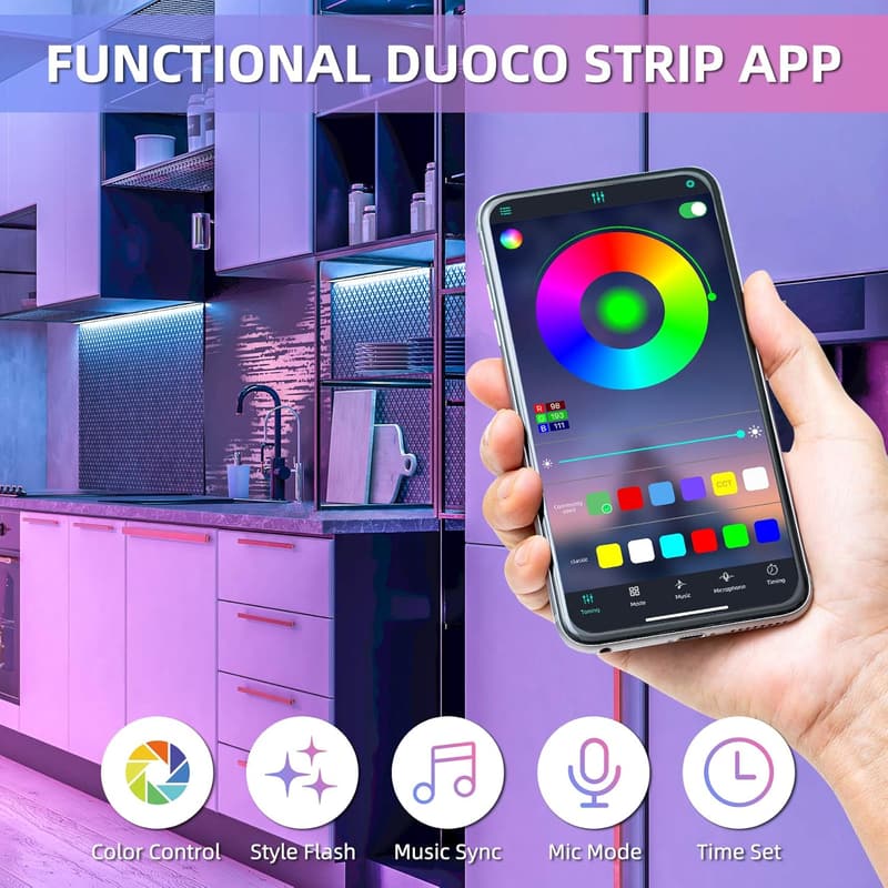 Bewegungsgesteuerte RGB LED Streifen mit APP Steuerung (2er Set)