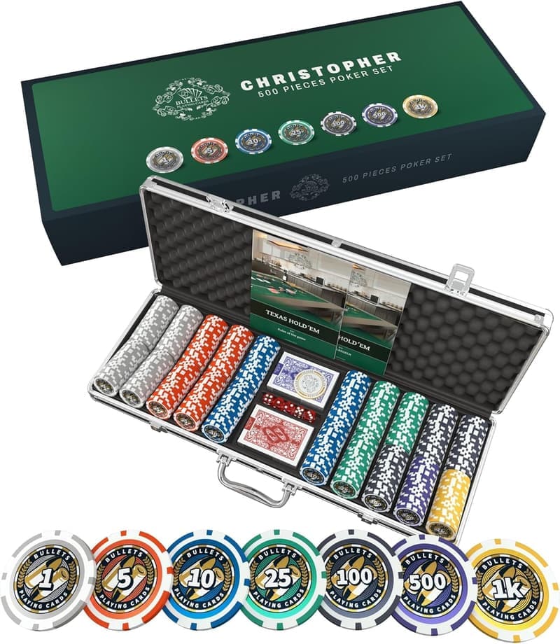 Deluxe Pokerset 'Christopher' mit 500 recycelten Pokerchips