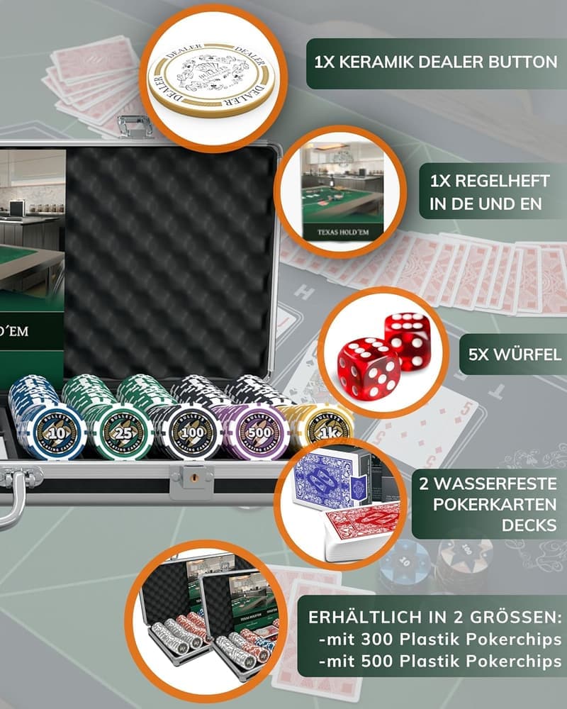 Deluxe Pokerset 'Christopher' mit 500 recycelten Pokerchips