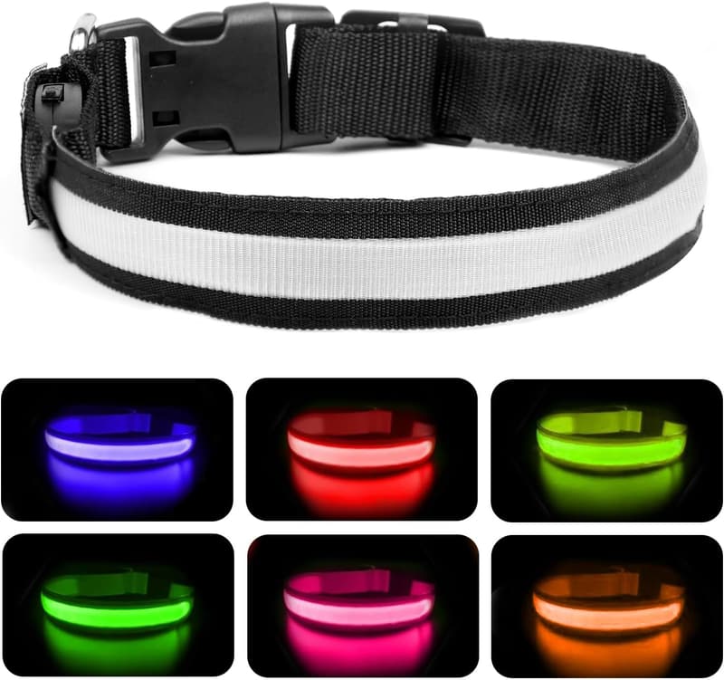 Leuchthalsband für Hunde - USB aufladbar, 6 Farbwechsel, verstellbar