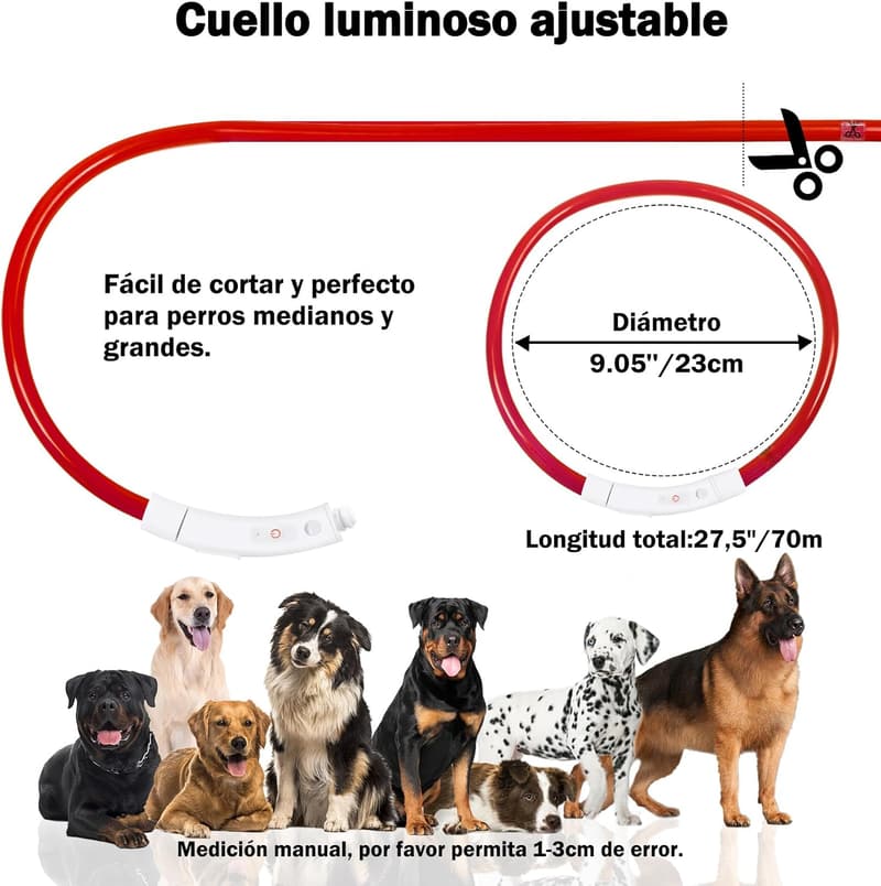 Leuchthalsband für Hunde – USB aufladbar, wasserdicht, 3 Modi