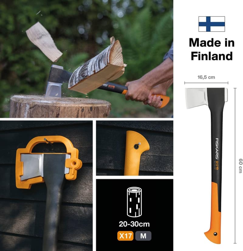 Fiskars X17-M Spaltaxt 60 cm mit Klingen-/Transportschutz