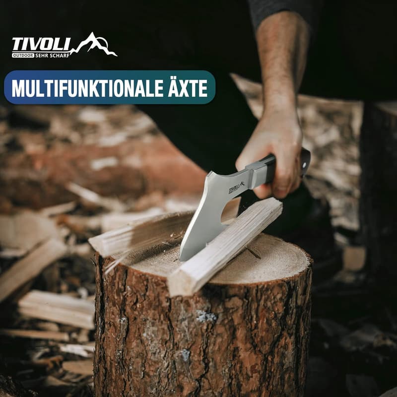 TIVOLI 24 cm Campingaxt – Tragbare Outdooraxt für Survival und Garten