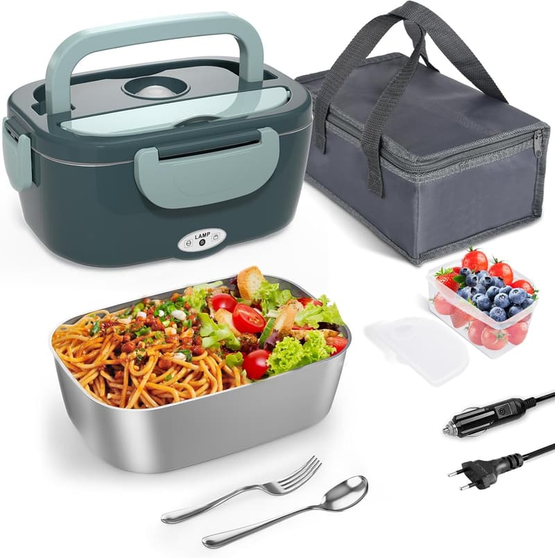 Elektrische Lunchbox 1,5L aus Edelstahl für unterwegs – 80W Wärmer