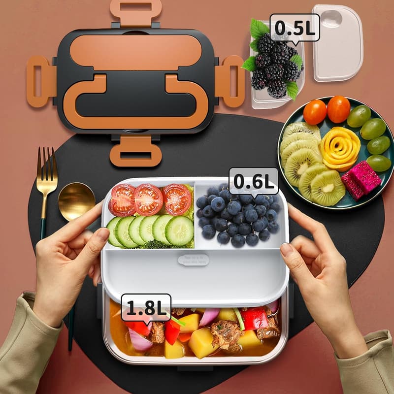 Elektrische Lunchbox 100W – 3-in-1 Edelstahl-Brotdose für Auto und Büro