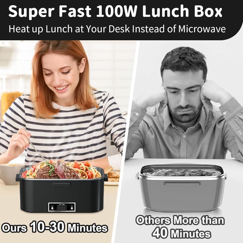 Elektrische Lunchbox 100W – 3-in-1 Edelstahl-Brotdose für Auto und Büro